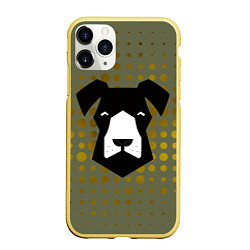 Чехол iPhone 11 Pro матовый Сторожевой черный пёс, цвет: 3D-желтый
