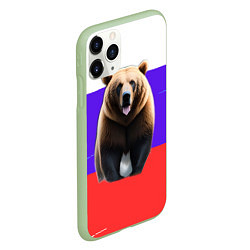 Чехол iPhone 11 Pro матовый Медведь на флаге, цвет: 3D-салатовый — фото 2