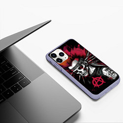 Чехол iPhone 11 Pro матовый Скелет панк анархист, цвет: 3D-светло-сиреневый — фото 2