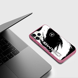 Чехол iPhone 11 Pro матовый Mercedes benz - white color, цвет: 3D-малиновый — фото 2