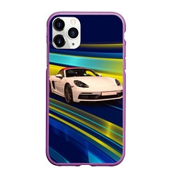 Чехол iPhone 11 Pro матовый Спортивная немецкая машина Porsche 911, цвет: 3D-фиолетовый