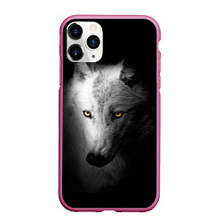 Чехол iPhone 11 Pro матовый Волк в полной тьме, цвет: 3D-малиновый