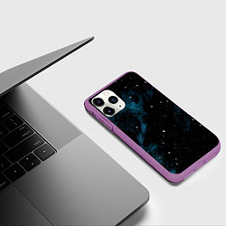 Чехол iPhone 11 Pro матовый Мрачная галактика, цвет: 3D-фиолетовый — фото 2