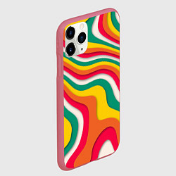Чехол iPhone 11 Pro матовый Множество красочных линий, цвет: 3D-малиновый — фото 2
