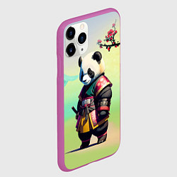 Чехол iPhone 11 Pro матовый Панда-самурай - цветущая сакура, цвет: 3D-фиолетовый — фото 2