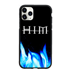 Чехол iPhone 11 Pro матовый HIM blue fire, цвет: 3D-черный