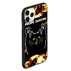 Чехол iPhone 11 Pro матовый Imagine Dragons рок кот и огонь, цвет: 3D-черный — фото 2