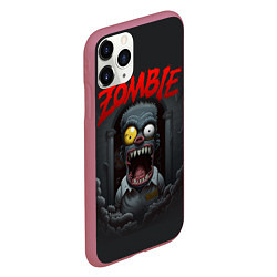 Чехол iPhone 11 Pro матовый Барт Симпсон зомби, цвет: 3D-малиновый — фото 2
