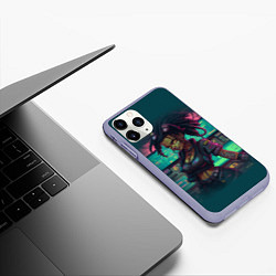 Чехол iPhone 11 Pro матовый Киберпанк афро девушка с дредами, цвет: 3D-светло-сиреневый — фото 2
