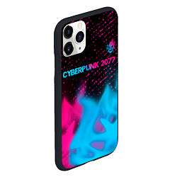 Чехол iPhone 11 Pro матовый Cyberpunk 2077 - neon gradient: символ сверху, цвет: 3D-черный — фото 2