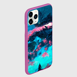 Чехол iPhone 11 Pro матовый Ghost of Tsushima dragon, цвет: 3D-фиолетовый — фото 2