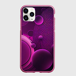Чехол iPhone 11 Pro матовый Фиолетовые шары, цвет: 3D-малиновый