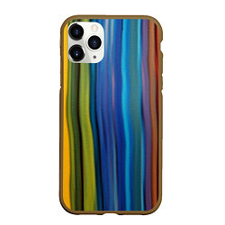 Чехол iPhone 11 Pro матовый Разноцветные вертикальные полосы, цвет: 3D-коричневый