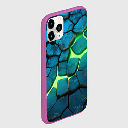 Чехол iPhone 11 Pro матовый Синие плиты и зеленая лава, цвет: 3D-фиолетовый — фото 2