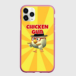 Чехол iPhone 11 Pro матовый Chicken Gun с пистолетами, цвет: 3D-малиновый