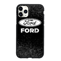 Чехол iPhone 11 Pro матовый Ford с потертостями на темном фоне, цвет: 3D-черный
