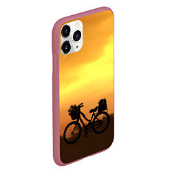 Чехол iPhone 11 Pro матовый Велосипед на закате, цвет: 3D-малиновый — фото 2