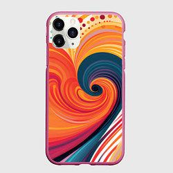 Чехол iPhone 11 Pro матовый Вихрь цвета, цвет: 3D-малиновый