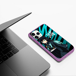 Чехол iPhone 11 Pro матовый Хаширо Токито - клинок рассекающий демонов, цвет: 3D-фиолетовый — фото 2