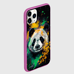 Чехол iPhone 11 Pro матовый Панда в желтом и зеленом - нейронная сеть, цвет: 3D-фиолетовый — фото 2
