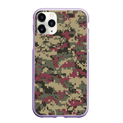 Чехол iPhone 11 Pro матовый Красно - зеленый камуфляж, цвет: 3D-светло-сиреневый
