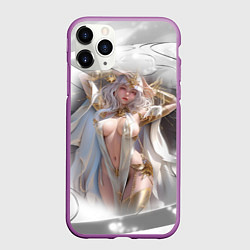 Чехол iPhone 11 Pro матовый Аниме девушка в откровенном костюме, цвет: 3D-фиолетовый