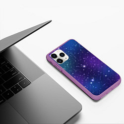 Чехол iPhone 11 Pro матовый Фиолетовая розовая звездная туманность в космосе, цвет: 3D-фиолетовый — фото 2
