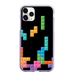 Чехол iPhone 11 Pro матовый Тетрис падающие блоки, цвет: 3D-светло-сиреневый