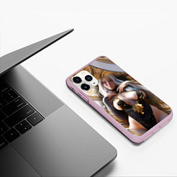 Чехол iPhone 11 Pro матовый Девушка с большим бюстом, цвет: 3D-розовый — фото 2
