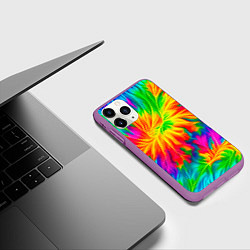 Чехол iPhone 11 Pro матовый Тай-дай кислотные краски, цвет: 3D-фиолетовый — фото 2