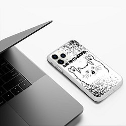 Чехол iPhone 11 Pro матовый Die Antwoord рок кот на светлом фоне, цвет: 3D-белый — фото 2