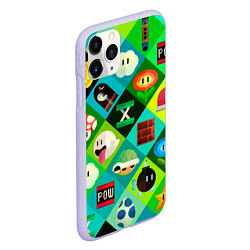 Чехол iPhone 11 Pro матовый Марио паттерн, цвет: 3D-светло-сиреневый — фото 2