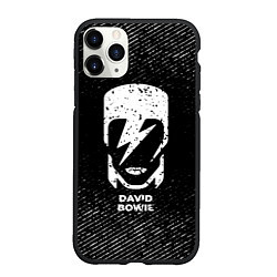 Чехол iPhone 11 Pro матовый David Bowie с потертостями на темном фоне, цвет: 3D-черный