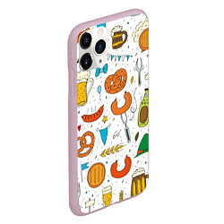 Чехол iPhone 11 Pro матовый Октоберфест - цветной дудл, цвет: 3D-розовый — фото 2