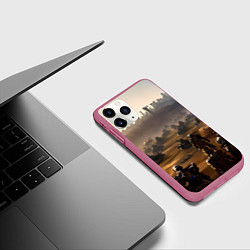 Чехол iPhone 11 Pro матовый Киберпанк: война будущего, цвет: 3D-малиновый — фото 2