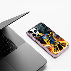 Чехол iPhone 11 Pro матовый Гомер Симпсон играет на гитаре, цвет: 3D-розовый — фото 2