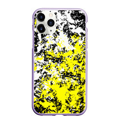 Чехол iPhone 11 Pro матовый Белая и жёлтая краска, цвет: 3D-светло-сиреневый