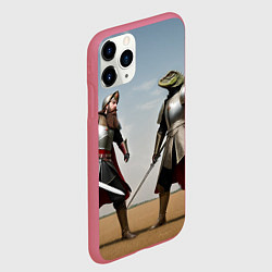 Чехол iPhone 11 Pro матовый Древний Рус против Ящера, цвет: 3D-малиновый — фото 2