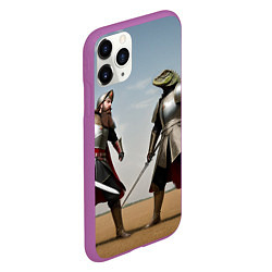 Чехол iPhone 11 Pro матовый Древний Рус против Ящера, цвет: 3D-фиолетовый — фото 2