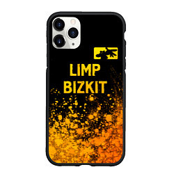 Чехол iPhone 11 Pro матовый Limp Bizkit - gold gradient: символ сверху, цвет: 3D-черный