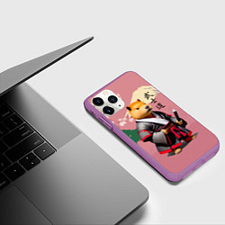 Чехол iPhone 11 Pro матовый Капибара - Бусидо - кодекс самурая, цвет: 3D-фиолетовый — фото 2