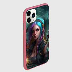 Чехол iPhone 11 Pro матовый Jinx art Arcane League of Legends, цвет: 3D-малиновый — фото 2