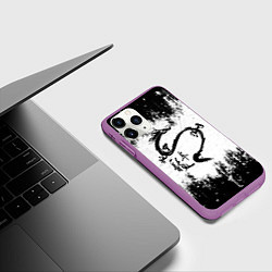 Чехол iPhone 11 Pro матовый Японский дракон с иероглифами, цвет: 3D-фиолетовый — фото 2