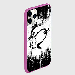 Чехол iPhone 11 Pro матовый Японский дракон с иероглифами, цвет: 3D-фиолетовый — фото 2