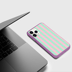 Чехол iPhone 11 Pro матовый Полоска в цветочек - костюм Кена из фильма Барби, цвет: 3D-фиолетовый — фото 2