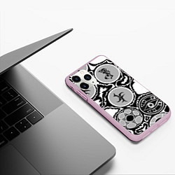 Чехол iPhone 11 Pro матовый Рисунок тушью, цвет: 3D-розовый — фото 2
