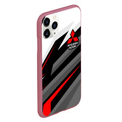 Чехол iPhone 11 Pro матовый Mitsubishi motors - красная линия, цвет: 3D-малиновый — фото 2