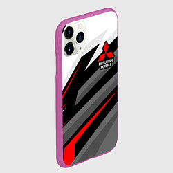 Чехол iPhone 11 Pro матовый Mitsubishi motors - красная линия, цвет: 3D-фиолетовый — фото 2