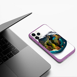 Чехол iPhone 11 Pro матовый Планета с одним островом, цвет: 3D-фиолетовый — фото 2