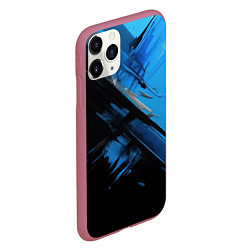 Чехол iPhone 11 Pro матовый Черно-синяя краска, цвет: 3D-малиновый — фото 2